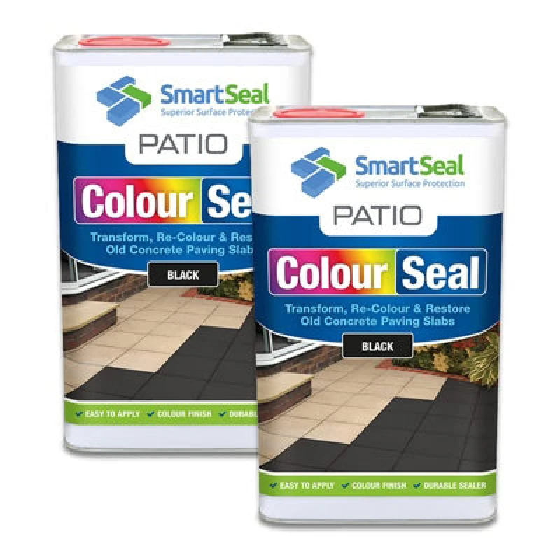Image of Smartseal Patio Colourseal Black, Seal And Restore Concrete Paving Slabs, Concrete Paint For Patio, 2 X 5L, Black 5.061E+12