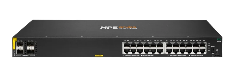 Image of HP Enterprise HPE Aruba Networking CX 6100 24G Class4 PoE 4SFP+ 370W Switch JL677A