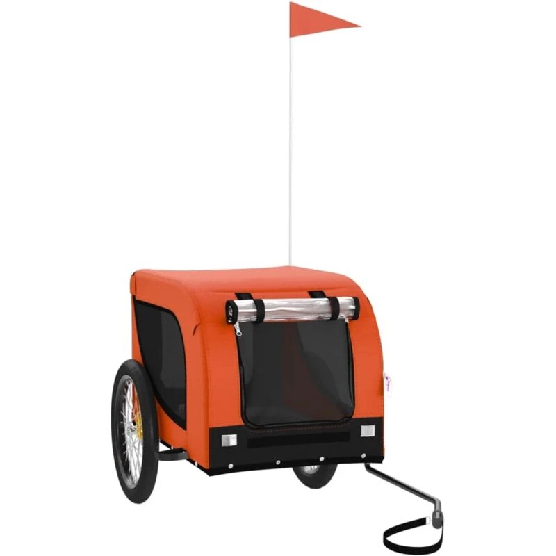 Image of VIDAXL Vidaxl - Pet Bike Trailer Orange and Black Oxford Fabric and Iron 8720845770907