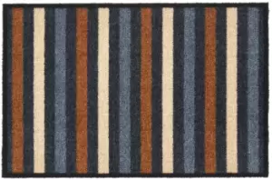Image of Recylon Grey Striped Heavy Duty Mat, 120Cm X 67Cm