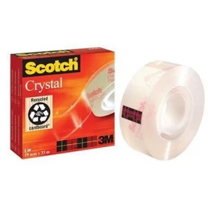 Image of Scotch Crystal 600 19mm x 33m High Clarity Long-life Hand-Tearable Adhesive Tape Clear