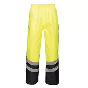 Image of Regatta Unisex Hi Vis Pro Reflective Work Over Trousers (S) (Yellow/Navy)