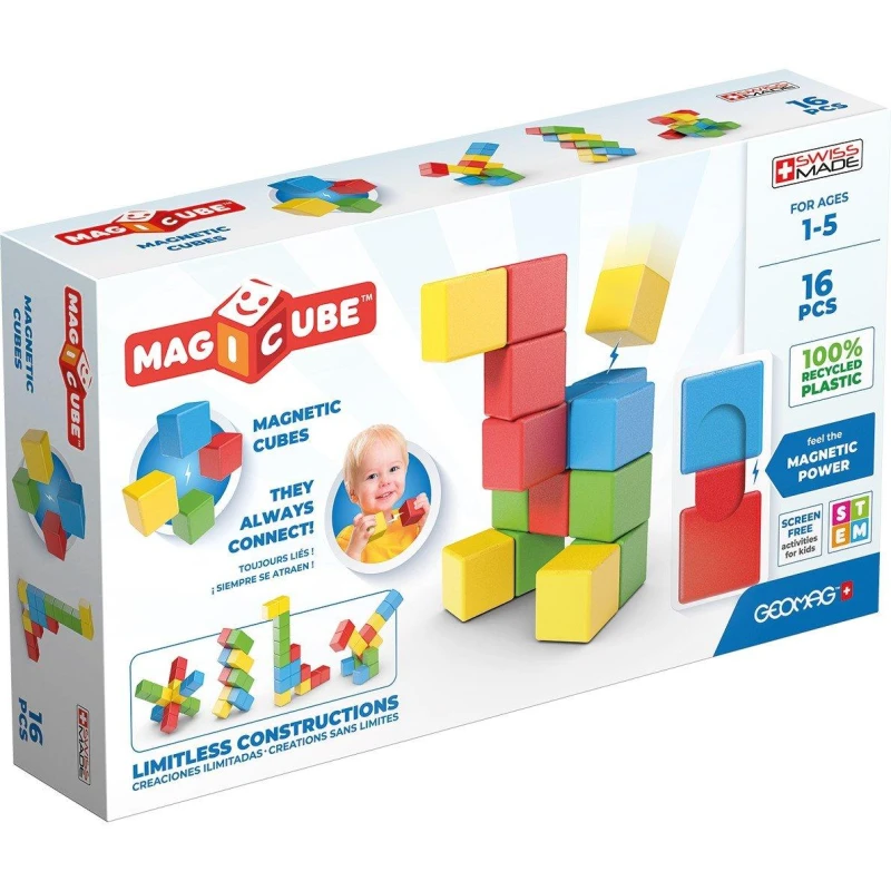 Image of Geomag Magicube Full Colour Recycled - 16 Magnetic Shapes Multi unisex