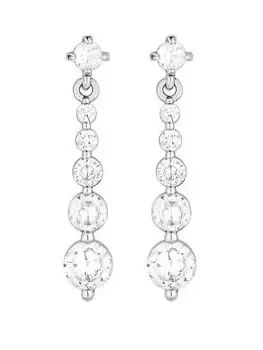 Image of Jon Richard Rhodium Plated Cubic Zirconia Graduated Solitaire Drop Earrings