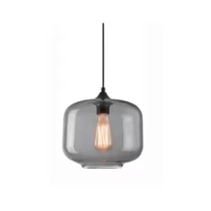 Image of Kicevo Dome Ceiling Pendant 1 Light Glass Smoked Grey