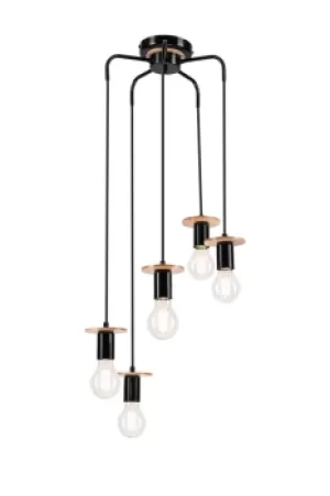 Image of Angelina Cluster Pendant Ceiling Light Black, 5x E27
