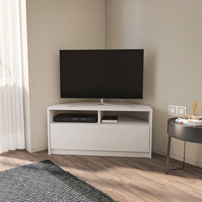 Image of Decorotika Comero 100cm Corner TV Stand for TVs up to 43" in White White Unisex