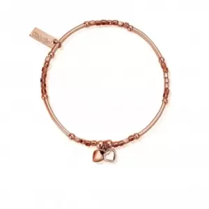 Image of ChloBo Rose Gold Mini Noodle Cube Two Heart Bracelet RBMNC1067