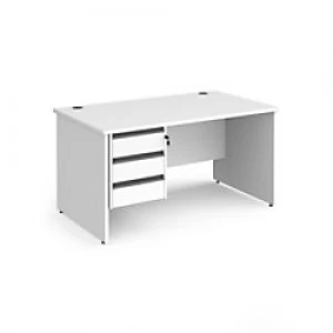 Image of Dams International Straight Desk with White MFC Top and Graphite Frame Panel Legs and 3 Lockable Drawer Pedestal Contract 25 1400 x 800 x 725mm