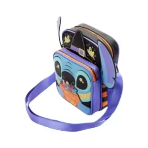 Image of Loungefly Disney Lilo and Stitch Striped Halloween Candy Crossbody Passport Bag