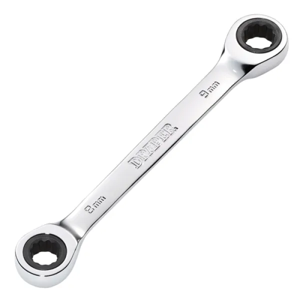 Image of Draper HI-TORQ Metric Double Ratchet Ring Spanner, 8 x 9mm