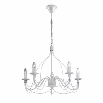 Image of Corte 5 Light Chandelier Antique White Finish, E14