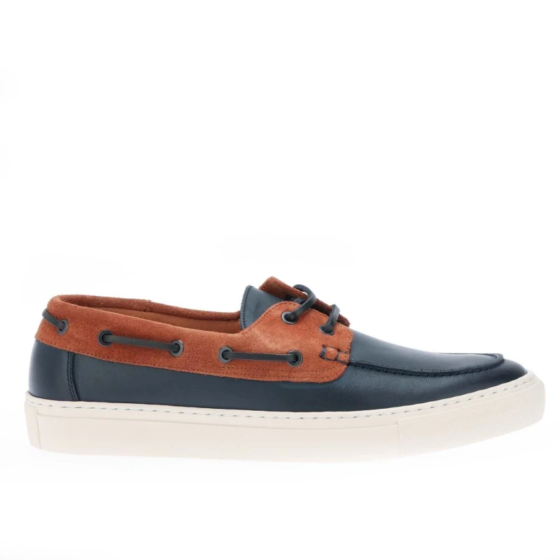 Image of Ted Baker Euenb Leather & Suede Boat Shoes - Blue Blue 7