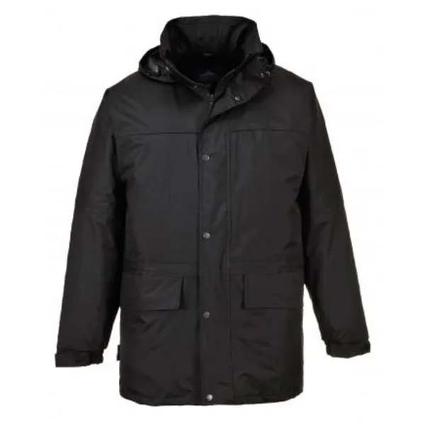 Image of Portwest Mens Oban Fleece Lined Waterproof Jacket S523BKRXS Colour: Black