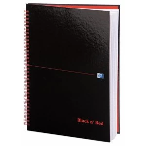Image of Black n Red A4 Glossy Hardback Wirebound Notebook 90gm2 140 Pages Ruled Pack of 5