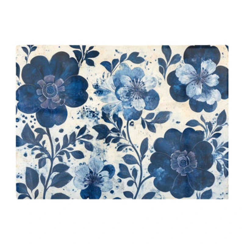 Image of Warren Reed Designer Blue Floral Painting Chopping Board