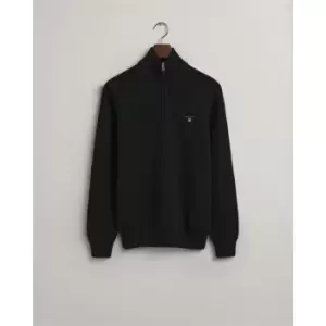 Image of Gant Cotton Half Zip Jumper - Black