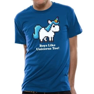 Image of CID Originals - Unisex Medium Boys Like Unicorns T-Shirt (Blue)