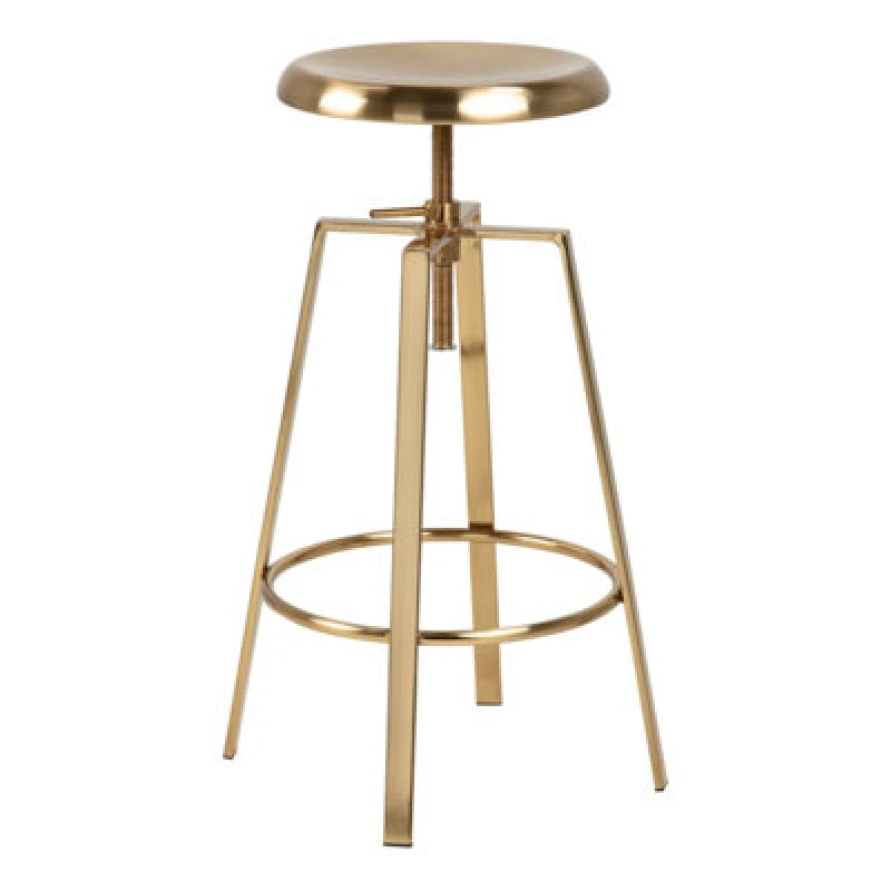 Image of Furniture To Go Goose Bar Stool Without Back In Gold Brushed Steel With Adjustable Height