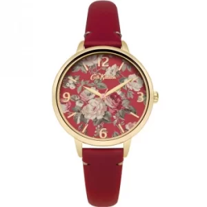 Image of Ladies Cath Kidston Garden Rose Red Leather Strap Watch