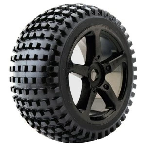 Image of Fastrax 1:8 Truggy Rock Mtd 5-Spoke Bk Chrome 0 Offset(Pr)