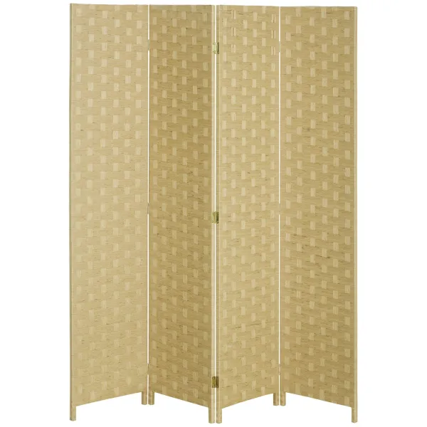 Image of 4 Panel Folding Wall Divider Room Wave Fibre Privacy Screen Panels