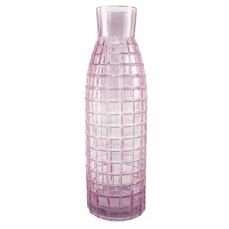 Image of Leaf 49cm Tall Pink Square Glass Vase Pink unisex
