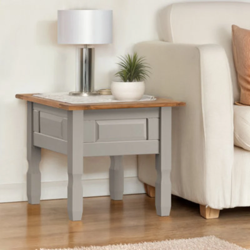 Image of MERCERS FURNITURE Corona Grey Wax Lamp Table 5060765290295