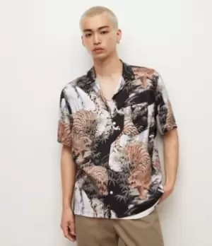 Image of AllSaints Mens Sumerian Shirt, Jet Black, Size: M