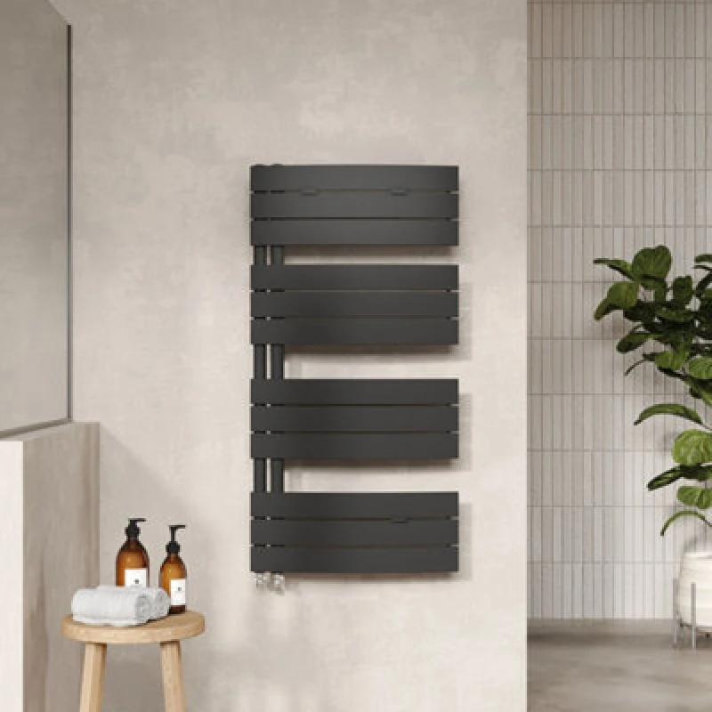 Image of DURATHERM Duratherm - Hudson Reed Elgin Designer Heated Towel Rail 1080mm h x 550mm w - Anthracite PWHLA36