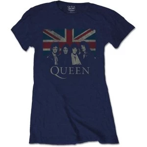 Image of Queen - Vintage Union Jack Womens Medium T-Shirt - Navy Blue