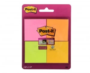 Image of Post It Super Sticky 47x47mm 45 Sheets Pack of 4 Assorted