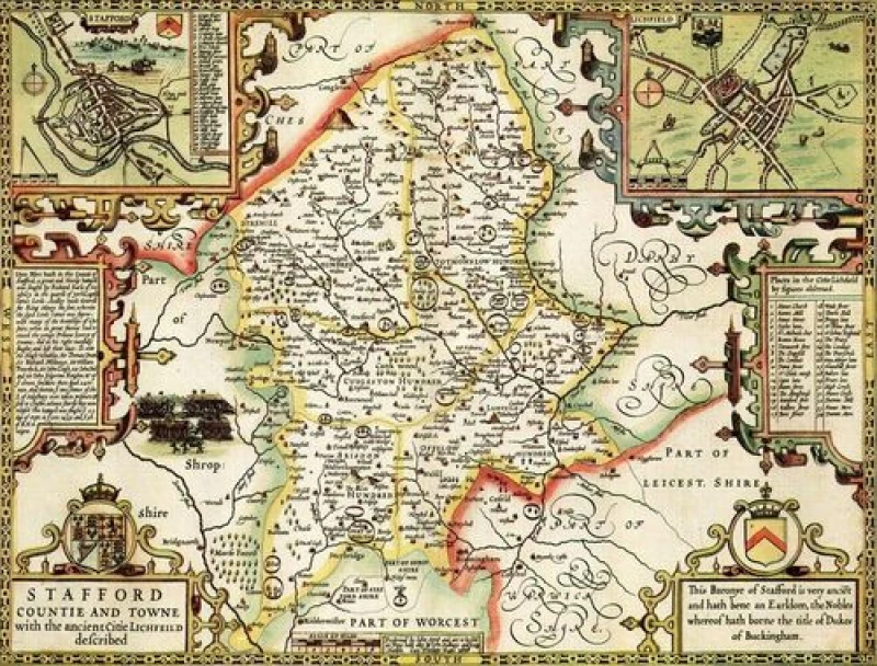 Image of John Speed Historial Map Staffordshire Historical Map 1000 Piece Jigsaw Puzzle (1610)