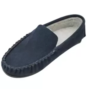 Image of Eastern Counties Leather Mens Berber Fleece Lined Suede Moccasins (8 UK) (Navy)
