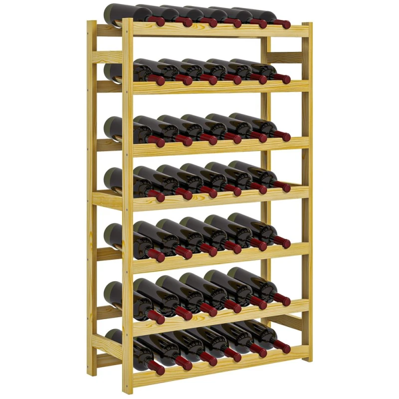 Image of HOMCOM Homcom - Free Standing Wooden Wine Rack 42 Bottles Holders, Natural 5056725534790