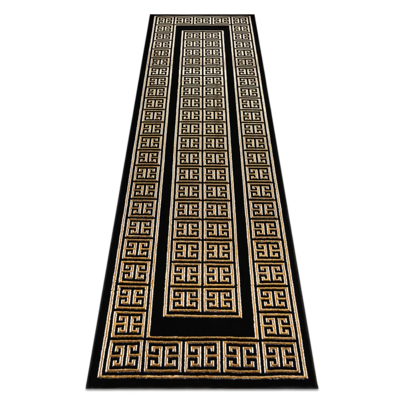 Image of RugsX Carpet, Runner Allure 1968 Greek Key, Frame - Structural, Stylish, Glamour Black / 70X300 Cm