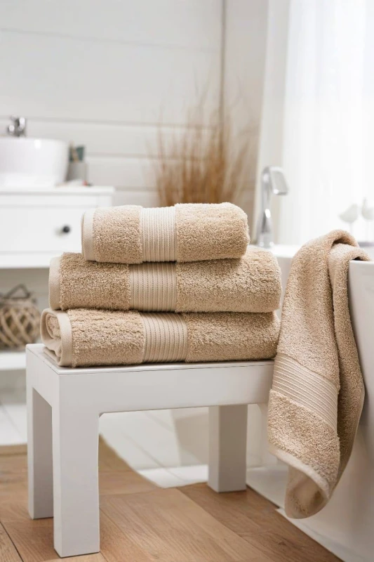 Image of Deyongs Bliss Pima 4 Piece Towel Bale - 2 x Hand & x 2 Bath Towels in Natural Natural Unisex