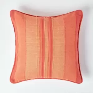 Image of Cotton Striped Terracotta Cushion Cover Morocco , 45 x 45cm - Orange - Homescapes