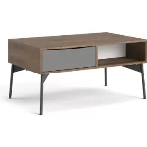 Image of Furniture To Go - Fur Coffee table with 1 Drawer in Grey, White and Walnut - Grey, White and Walnut