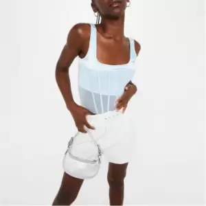 Image of Missguided Mesh Corset Bodysuit - Blue