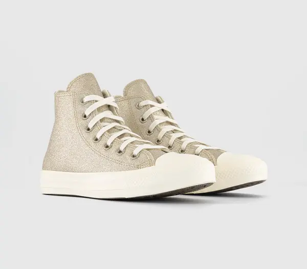 Image of Converse Womens All Star Hi Trainers Light Gold Egret Egret Glitter, 5