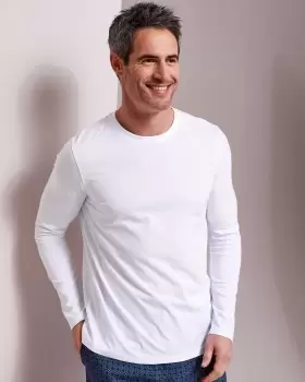 Image of Cotton Traders Mens 5 Pack Long Sleeve Vests in White