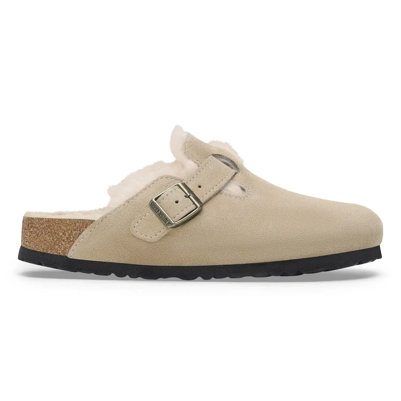 Image of Birkenstock Clogs Birkenstock Boston Suede Leather Beige Unisex 43 Etroit