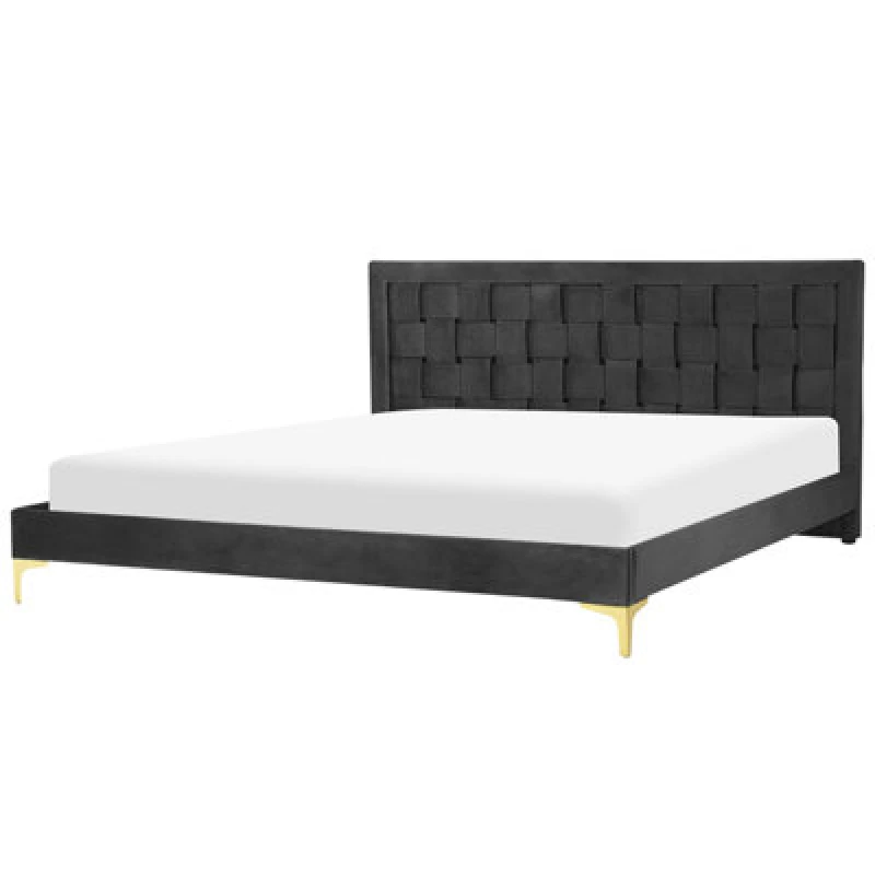 Image of Beliani Bed Velvet Limoux 180 X 200 Cm (Eu Super King) Black