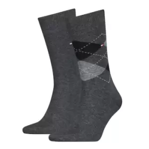 Image of Tommy Bodywear Hilfiger 2 Pack Check Socks Mens - Grey