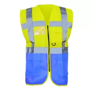 Image of Yoko Hi-Vis Premium Executive/Manager Waistcoat / Jacket (L) (Hi Vis Yellow/Royal Blue)