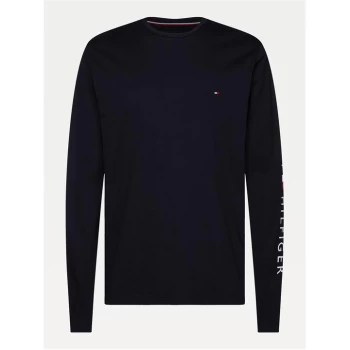 Image of Tommy Hilfiger Logo Long Sleeve T Shirt - Desert Sky DW5