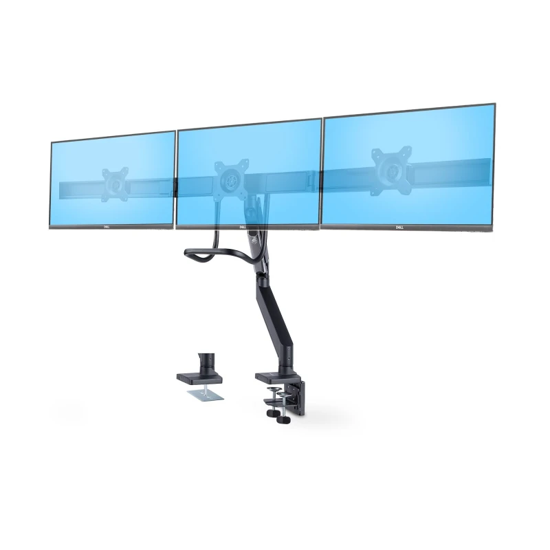 Image of Startech StarTech.com Crossbar Triple Monitor Desk Mount For Up To Three 27" Screens VESA 75x75/100x100 Tool-Less Arm Adjustments C-Clamp/Grommet Spr