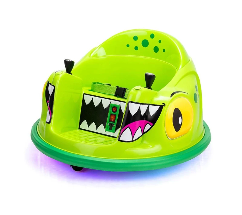 Image of XOOTZ Dinosaur Kids Electric Bumper Car Ride-On Toy - Green 5031470275679