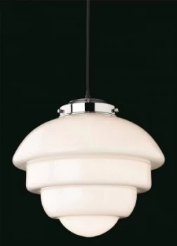 Image of 1 Light Ceiling Pendant Chrome, Opal White Glass, E27